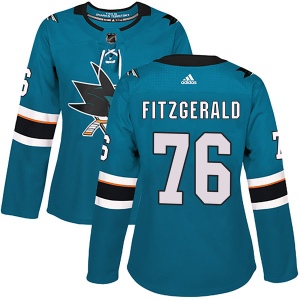 Women's Cavan Fitzgerald San Jose Sharks Authentic Home Jersey - Teal