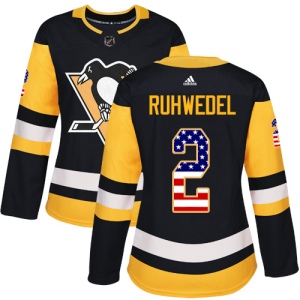 Women's Chad Ruhwedel Pittsburgh Penguins Authentic USA Flag Fashion Jersey - Black