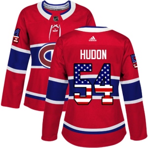 Women's Charles Hudon Montreal Canadiens Authentic USA Flag Fashion Jersey - Red