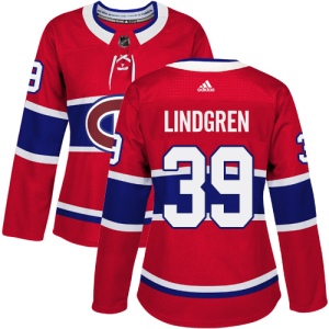 Women's Charlie Lindgren Montreal Canadiens Authentic Home Jersey - Red