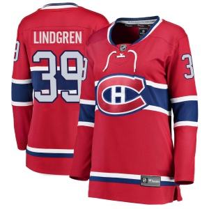 Women's Charlie Lindgren Montreal Canadiens Breakaway Home Jersey - Red