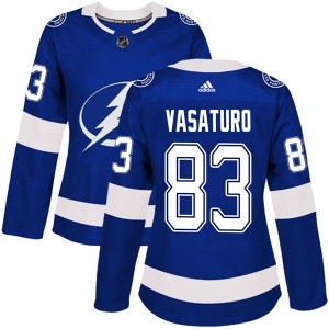 Women's Charlie Vasaturo Tampa Bay Lightning Authentic Home Jersey - Blue