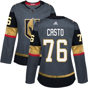 Women's Chris Casto Vegas Golden Knights Authentic Gray Home Jersey - Gold