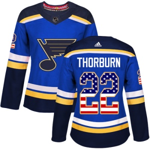 Women's Chris Thorburn St. Louis Blues Authentic USA Flag Fashion Jersey - Blue