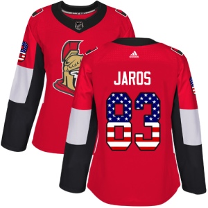 Women's Christian Jaros Ottawa Senators Authentic USA Flag Fashion Jersey - Red