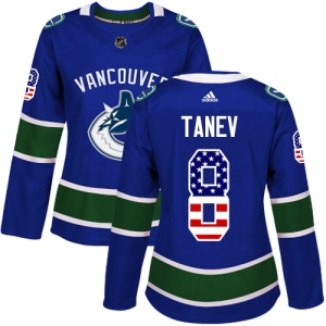 Women's Christopher Tanev Vancouver Canucks Authentic USA Flag Fashion Jersey - Blue