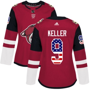 Women's Clayton Keller Arizona Coyotes Authentic USA Flag Fashion Jersey - Red