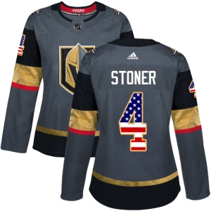 Women's Clayton Stoner Vegas Golden Knights Authentic Gray USA Flag Fashion Jersey - Gold