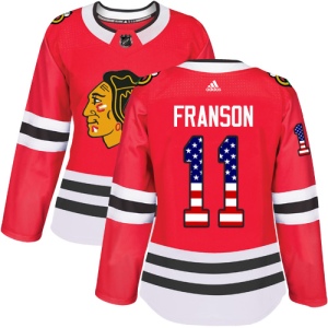 Women's Cody Franson Chicago Blackhawks Authentic USA Flag Fashion Jersey - Red