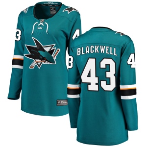 Women's Colin Blackwell San Jose Sharks Breakaway Teal Home Jersey - Black