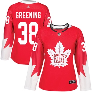 Women's Colin Greening Toronto Maple Leafs Authentic Red Alternate Jersey - Green