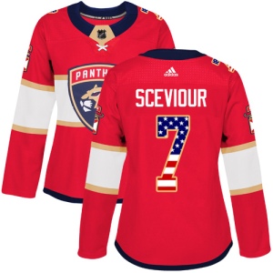 Women's Colton Sceviour Florida Panthers Authentic USA Flag Fashion Jersey - Red