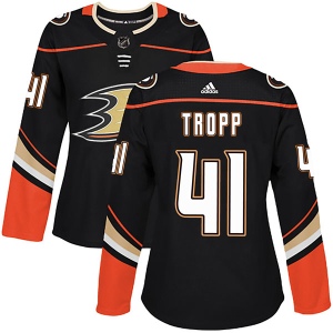 Women's Corey Tropp Anaheim Ducks Authentic Home Jersey - Black