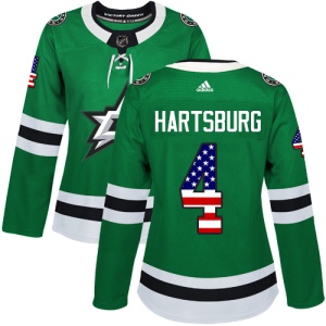 Women's Craig Hartsburg Dallas Stars Authentic USA Flag Fashion Jersey - Green