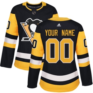 Women's Custom Pittsburgh Penguins Authentic Home Jersey - Black