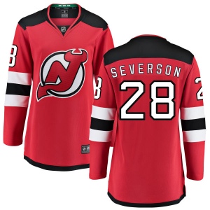 Women's Damon Severson New Jersey Devils Home Breakaway Jersey - Red