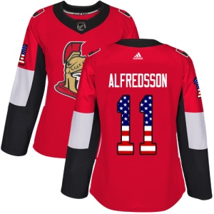 Women's Daniel Alfredsson Ottawa Senators Authentic USA Flag Fashion Jersey - Red