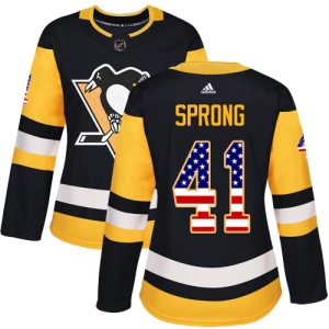 Women's Daniel Sprong Pittsburgh Penguins Authentic USA Flag Fashion Jersey - Black