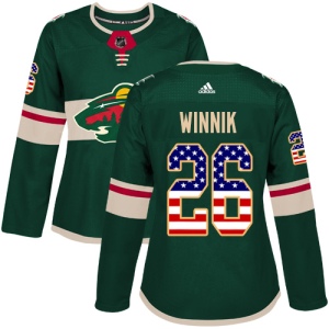 Women's Daniel Winnik Minnesota Wild Authentic USA Flag Fashion Jersey - Green