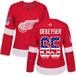 Women's Danny DeKeyser Detroit Red Wings Authentic USA Flag Fashion Jersey - Red