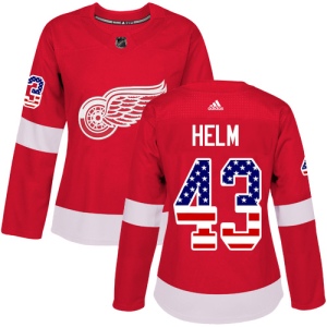 Women's Darren Helm Detroit Red Wings Authentic USA Flag Fashion Jersey - Red