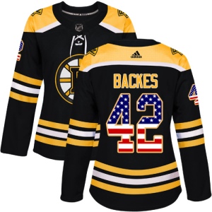 Women's David Backes Boston Bruins Authentic USA Flag Fashion Jersey - Black