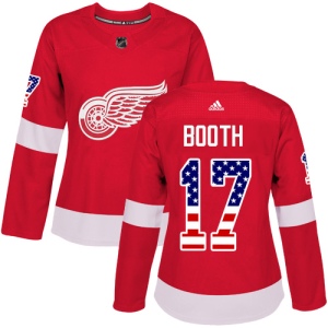 Women's David Booth Detroit Red Wings Authentic USA Flag Fashion Jersey - Red