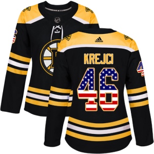 Women's David Krejci Boston Bruins Authentic USA Flag Fashion Jersey - Black