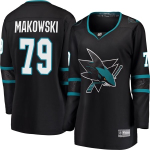 Women's David Makowski San Jose Sharks Breakaway Alternate Jersey - Black