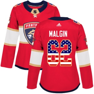 Women's Denis Malgin Florida Panthers Authentic USA Flag Fashion Jersey - Red