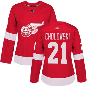 Women's Dennis Cholowski Detroit Red Wings Authentic Home Jersey - Red