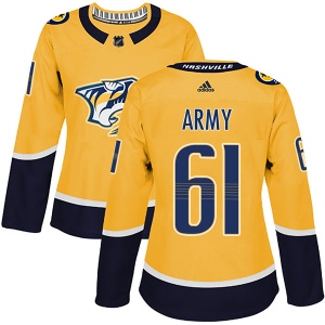 Women's Derek Army Nashville Predators Authentic Home Jersey - Gold