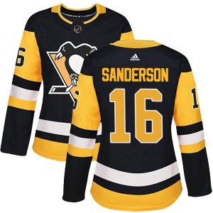 Women's Derek Sanderson Pittsburgh Penguins Authentic Home Jersey - Black