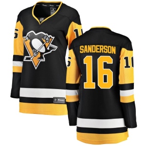 Women's Derek Sanderson Pittsburgh Penguins Breakaway Home Jersey - Black