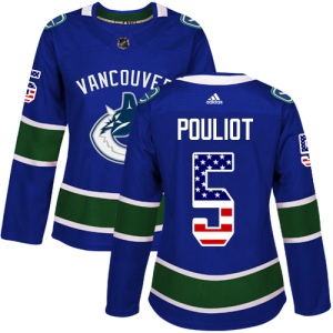 Women's Derrick Pouliot Vancouver Canucks Authentic USA Flag Fashion Jersey - Blue