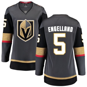 Women's Deryk Engelland Vegas Golden Knights Black Home Breakaway Jersey - Gold