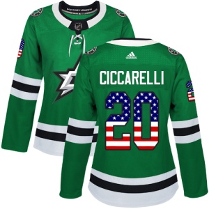 Women's Dino Ciccarelli Dallas Stars Authentic USA Flag Fashion Jersey - Green