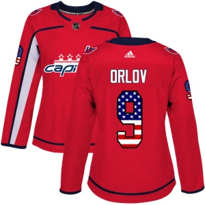 Women's Dmitry Orlov Washington Capitals Authentic USA Flag Fashion Jersey - Red