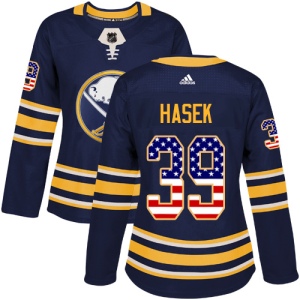 Women's Dominik Hasek Buffalo Sabres Authentic USA Flag Fashion Jersey - Navy Blue