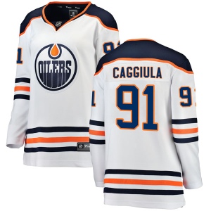 Women's Drake Caggiula Edmonton Oilers Authentic Away Breakaway Jersey - White