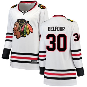 Women's ED Belfour Chicago Blackhawks Breakaway Away Jersey - White