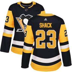 Women's Eddie Shack Pittsburgh Penguins Authentic Home Jersey - Black