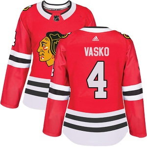 Women's Elmer Vasko Chicago Blackhawks Authentic Home Jersey - Red