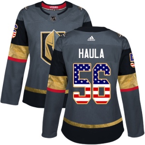 Women's Erik Haula Vegas Golden Knights Authentic Gray USA Flag Fashion Jersey - Gold