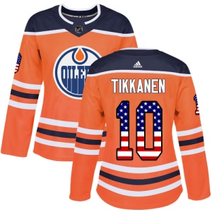 Women's Esa Tikkanen Edmonton Oilers Authentic USA Flag Fashion Jersey - Orange