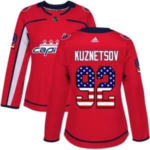 Women's Evgeny Kuznetsov Washington Capitals Authentic USA Flag Fashion Jersey - Red