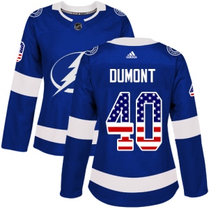 Women's Gabriel Dumont Tampa Bay Lightning Authentic USA Flag Fashion Jersey - Blue