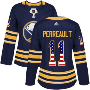 Women's Gilbert Perreault Buffalo Sabres Authentic USA Flag Fashion Jersey - Navy Blue