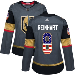 Women's Griffin Reinhart Vegas Golden Knights Authentic Gray USA Flag Fashion Jersey - Gold