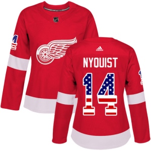 Women's Gustav Nyquist Detroit Red Wings Authentic USA Flag Fashion Jersey - Red